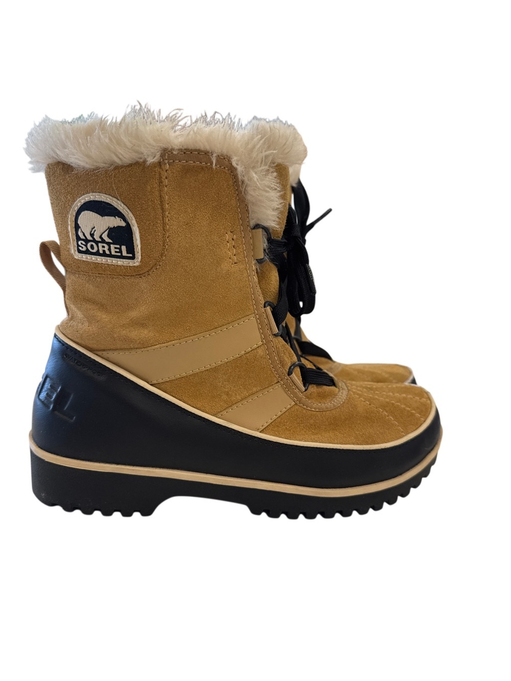 Sorel Womens Tan Winter Snow Boot with Faux Fur, size 8
